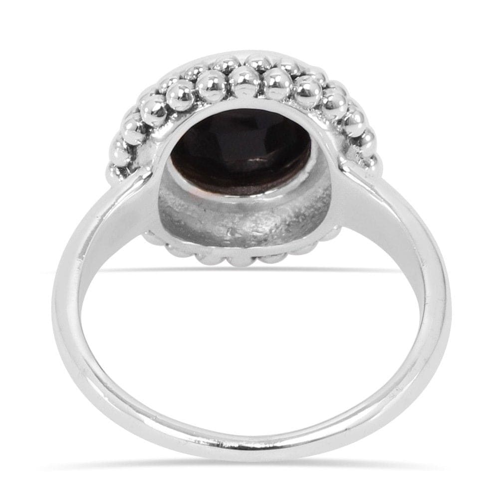 Black Onyx Ring Sterling Silver Solitaire Gemstone 10x10mm Gift for Mom - by Rajtarang