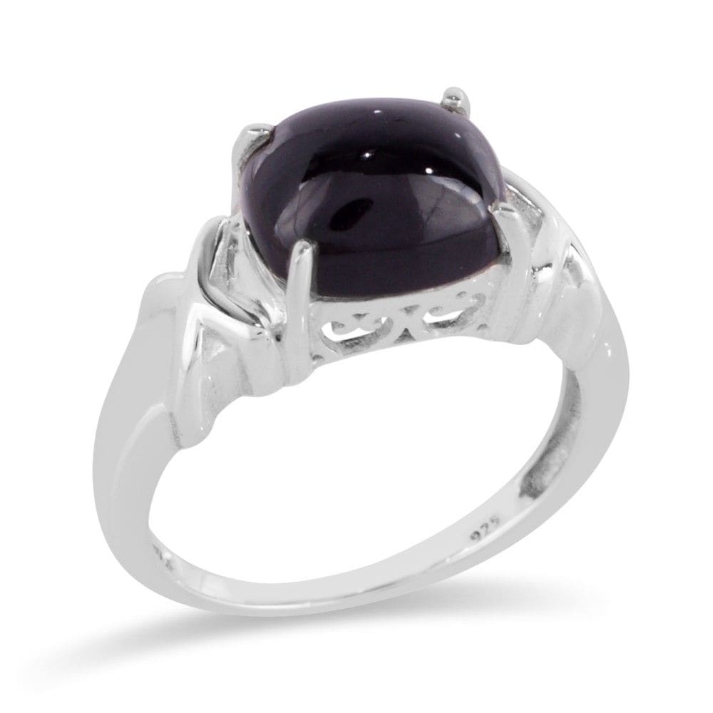 Black Onyx Ring Sterling Silver Solitaire Gemstone 8x10mm Gift for Mom - by Rajtarang