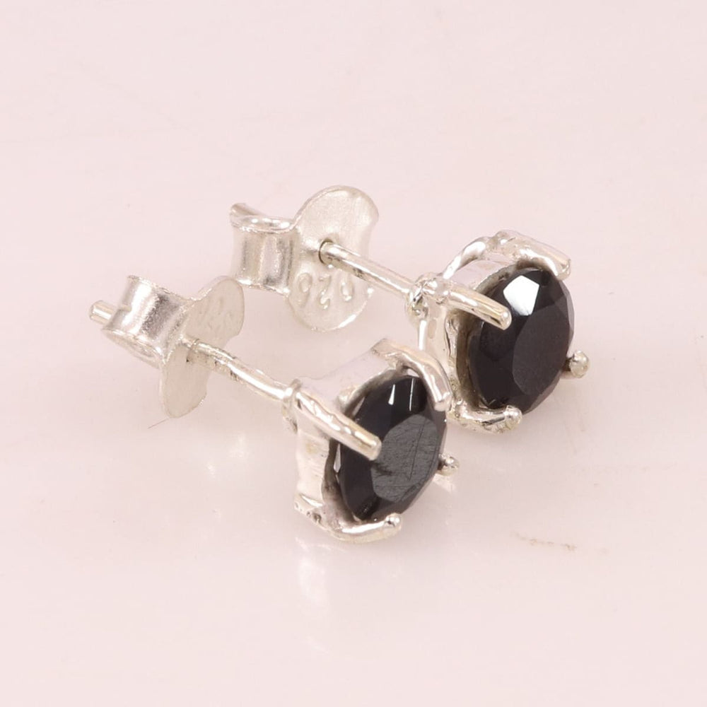 Black Onyx Stud Sterling Silver Earring Handmade Gemstone Gift for Women’s - by Rajtarang