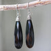 Black Onyx Teardrop Faceted Earrings With Silver Wire Wrapped On Oxidized Sterling Hooks Style - By Metal Studio Jewelry