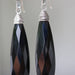 Black Onyx Teardrop Faceted Earrings With Silver Wire Wrapped On Oxidized Sterling Hooks Style - By Metal Studio Jewelry