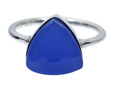 Blue Chalcedony 925 Sterling Silver Handmade Bezel Set Ring Fancy Gemstone Wholesale - by Nehal Jewelry