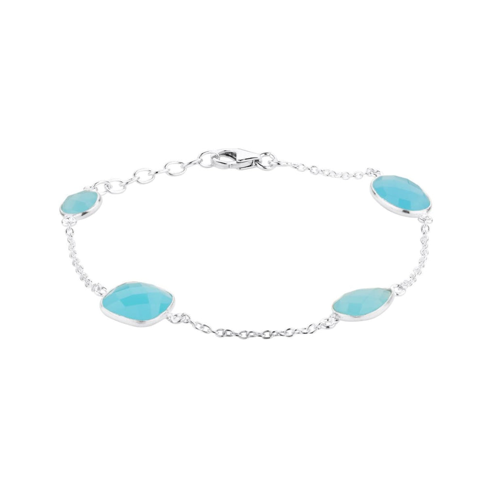 Blue Chalcedony Bracelet - Multi Shape Pear Cushion Round