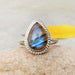 rings Blue Fire Natural Labradorite Sterling Silver Ring Pear Shape Gemstone Rings Teardrop ring - 5 by Finesilverstudio Jewelry