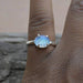 Rings Blue Fire Rainbow Moonstone Gemstone Ring 925 Sterling Silver Prong Set