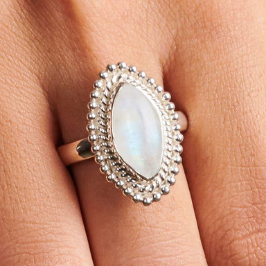 rings BLUE FLASH Rainbow Moonstone Marquise Ring Natural Gemstone Fine Silver Birthday Gift for Women Boho sterling silver artisan jewelry -