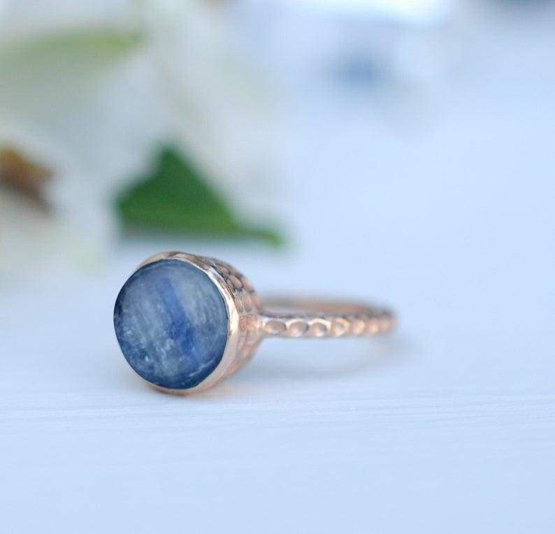 rings Blue Kyanite Boho 925 Sterling Silver Statement Ring Handcrafted Jewelry Birthday Gift Wedding Anniversary - by jaipur art jewels