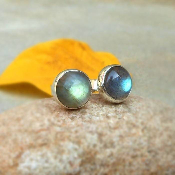 Earrings Blue Labradorite stud earrings in 925 silver Gemstone earring Boho Studs Modern Minimalist Jewelry womens gift jewelry