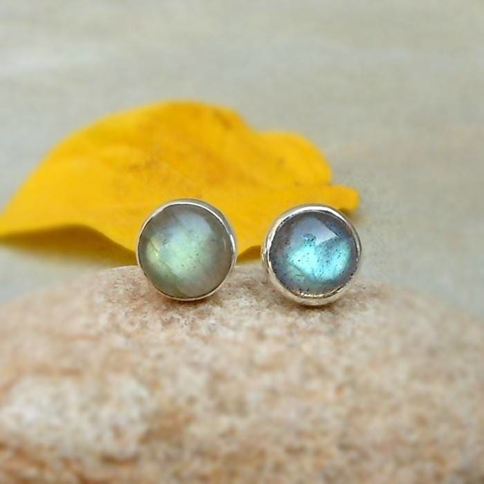 Earrings Blue Labradorite stud earrings in 925 silver Gemstone earring Boho Studs Modern Minimalist Jewelry womens gift jewelry