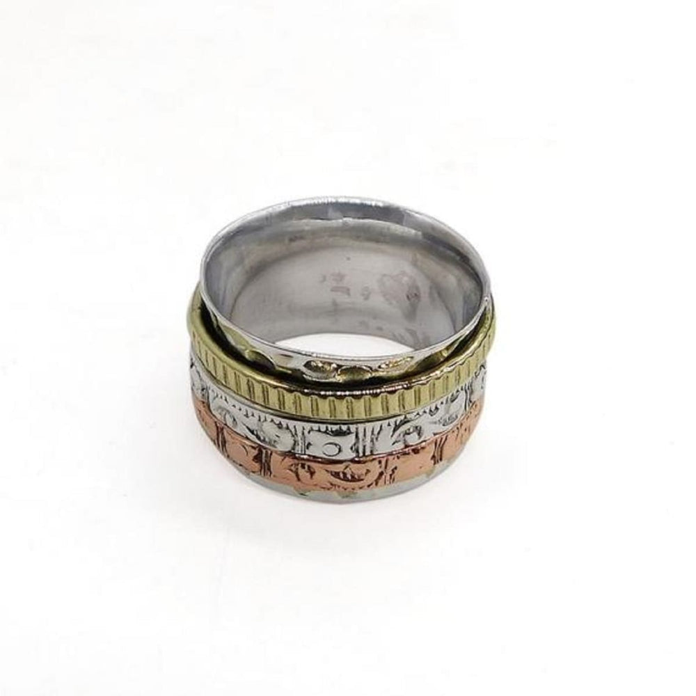 LABRADORITE SPINNER RING - 925 Sterling Silver - Meditation Ring - Mantra -  Crystal Ring - Spinning Ring - Fidget Spinner Ring - Anxiety