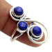 Blue Lapis Lazuli Gemstone Round Ring -925 Sterling Silver Hand Made US Size - by Manjari Jewels
