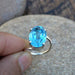 Rings Blue Quartz Ring Fine Quality Checker Cut Oval Shape