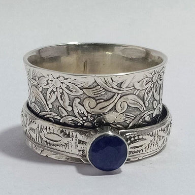 rings Blue Sapphire Gemstone Spinner ring,Handmade Jewelry For Her - by InishaCreation