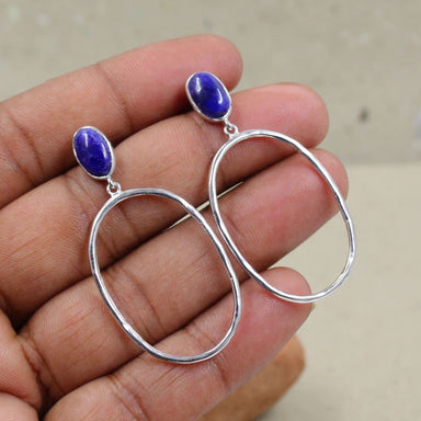 Blue Sapphire Post Dangles Earring 925 Sterling Silver Jewelry Partywear - by Maya Studio