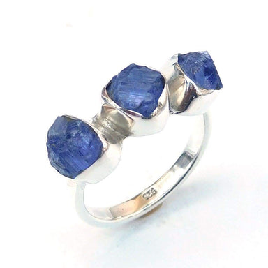 Rings Raw Tanzanite Ring Solid 925 Sterling silver Blue Ring-A201