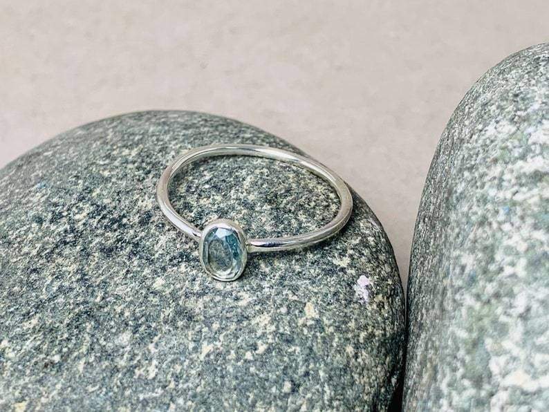 rings Blue Topaz 925 Silver Statement Ring,Minimalist Jewelry,December Birthstone,For Her - by TanaBanaCrafts