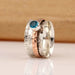rings Blue Topaz 925 Sterling Silver Ring Spinner Women Meditation Fidget Worry Handmade - by InishaCreation