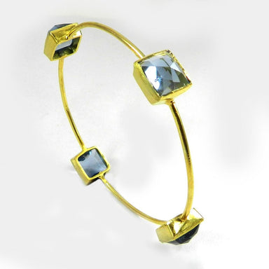 Bracelets Blue Topaz Hydro 925 Sterling Silver Designer Bezel Bangle Jewelry