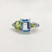 Blue Topaz and Peridot Ring Multi Gemstones - December August Birthstone - by Uniquesilverzone