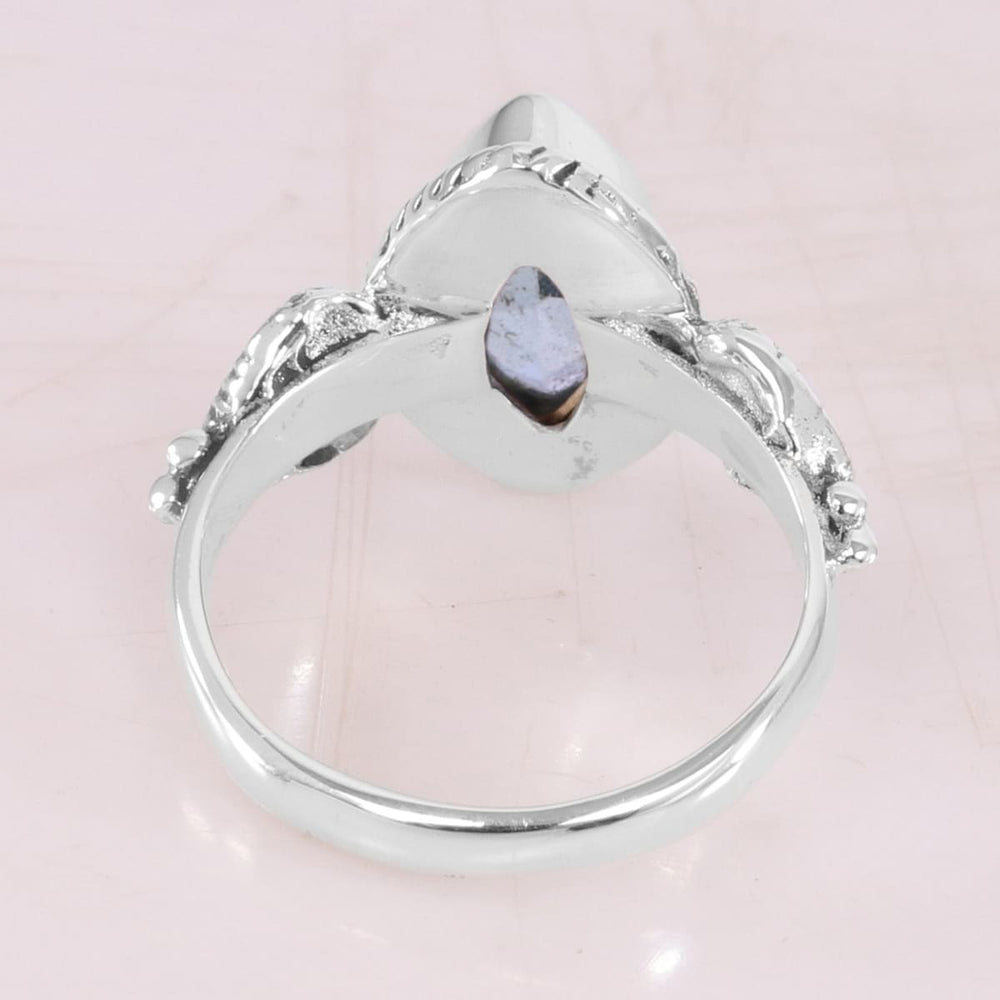 Blue Topaz Sterling Silver Ring Stackable Solitaire Engagement Gift Jewelry - by Rajtarang