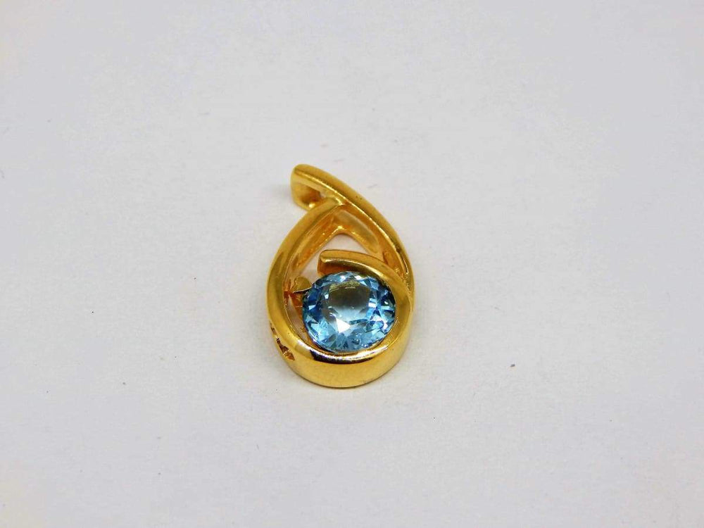 Necklaces Blue Topaz Tiny Golden Vermeil Gold Plated Sterling Silver Pendants