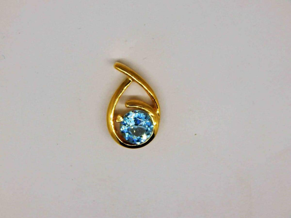 Necklaces Blue Topaz Tiny Golden Vermeil Gold Plated Sterling Silver Pendants