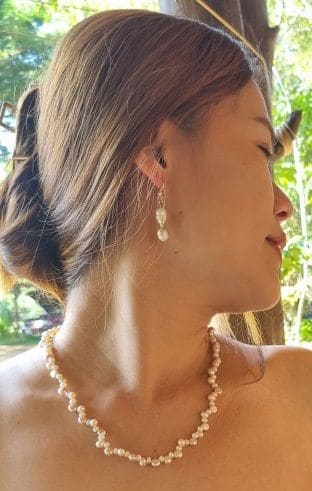 Blush Freshwater Pearl Necklace Earring Set - By Warm Heart Worldwide