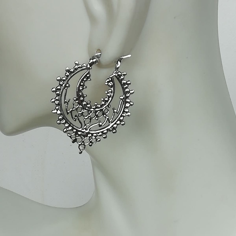 Bohemian Silver Hoops | Indian Ear | Ear | Ethnic Earrings | Silver | Gift | Wire | E908 - by Oneyellowbutterfly