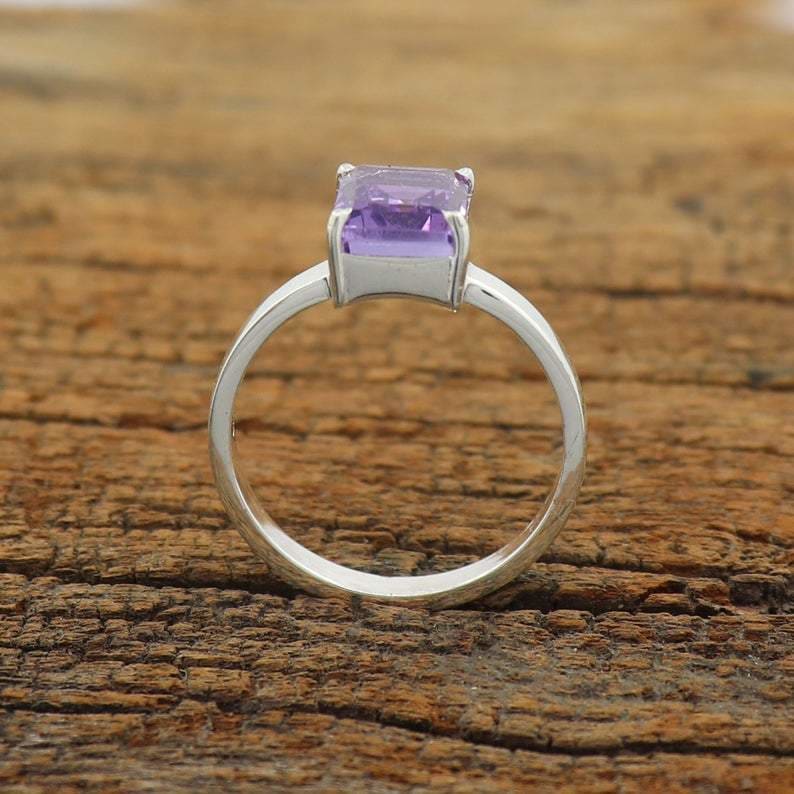 rings Boho Amethyst Minimalist 925 Sterling Silver Statement Ring Handcrafted Jewelry For Her - by GIRIVAR CREATIONS