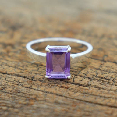 rings Boho Amethyst Minimalist 925 Sterling Silver Statement Ring Handcrafted Jewelry For Her - by GIRIVAR CREATIONS