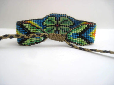 Bracelets BOHO Beaded Bracelet Flower Power Rainbow Cuff Native American Inspired