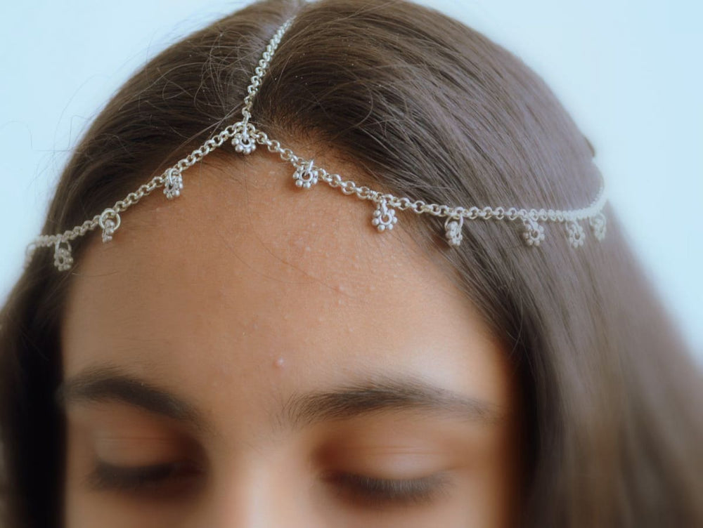 hair accessories Boho Head chain Forehead jewelry Matha Patti Tikka Headpiece Indian accessory for Women, - by Pretty Ponytails