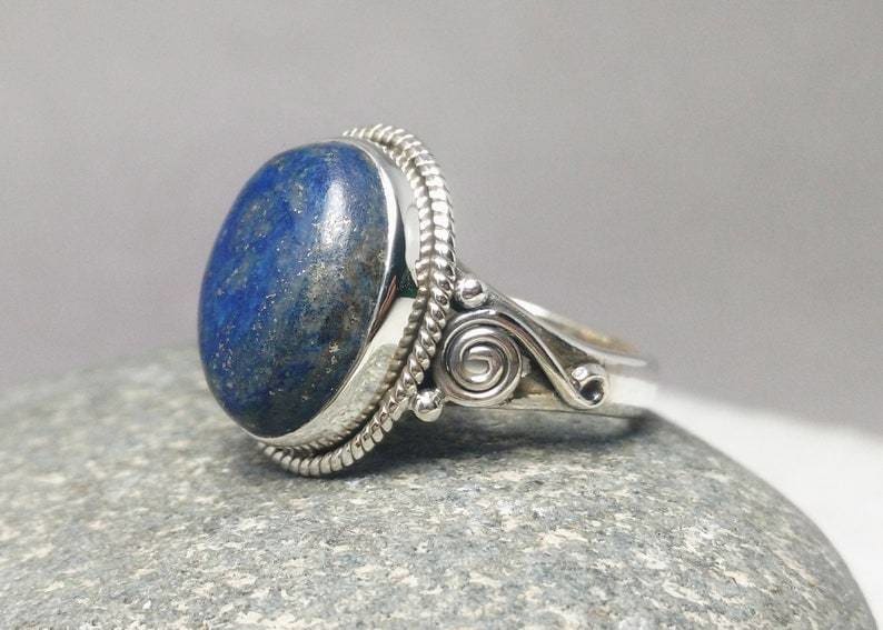 rings Boho Lapis Lazuli 925 Sterling Silver Ring,Handmade Jewelry,Gift for her Christmas Gift - by TanaBanaCrafts