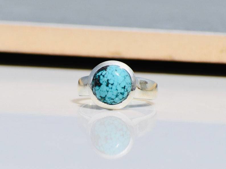 rings Boho Turquoise 925 Silver Gemstone Ring,December Birthstone,Handmade Jewelry,Christmas Gift For her - by TanaBanaCrafts