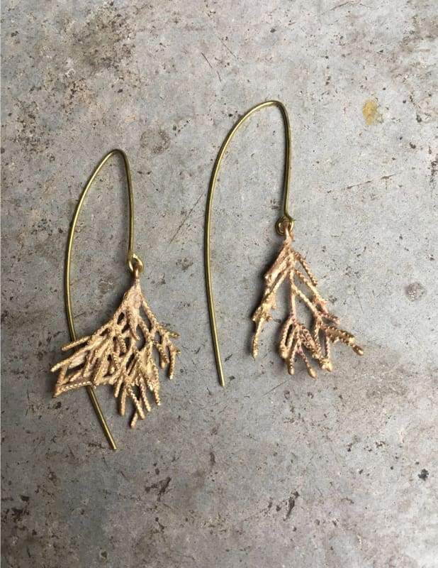 Branch Design Hanging Earrings in Brass - Earrings