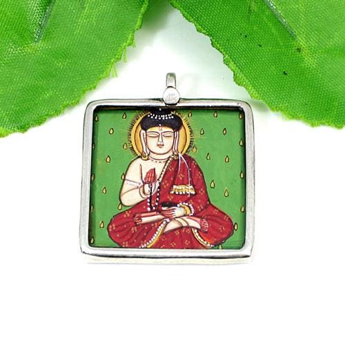 Buddha Hand Painting Pendant In 925 Sterling Silver For Man & Women - by Ishu gems