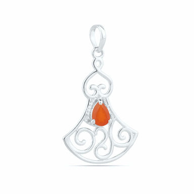 Carnelian Pendant Pear Sterling Silver Womens Jewellery silver orange