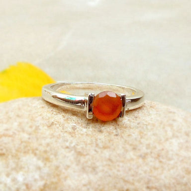 Carnelian Ring Orange Gemstone Sterling Silver Stacking Bohemian Gift Jewelry Healing Crystal Stone - by Finesilverstudio
