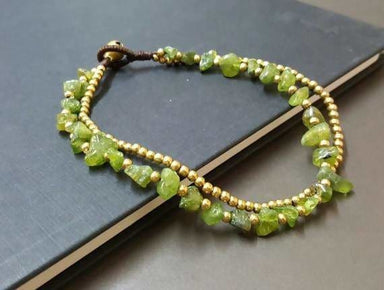 Chip Peridot Brass Chain Anklet - by Bymemade