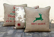 Christmas Linen Pillow Cover Reindeer Indian Brocade Applique Embroidered Size 16x 16 - By Vliving