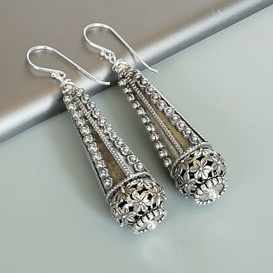 Chunky Egyptian danglers | Sterling silver long earrings | Ethnic | Statement earring | Bridal jewelry | Pretty | E892 - by 