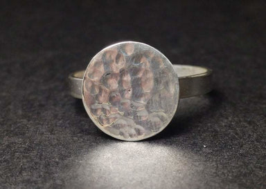 Circle Ring Hammered Disc Sterling Silver Gift for her Everyday Handmade 925 Round