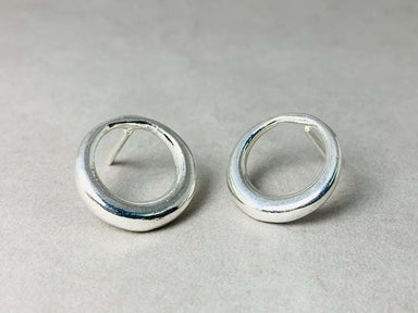 Cirlce Studs 925 Silver Handmade Circle Stud Earrings Open Simple - by Heaven Jewelry
