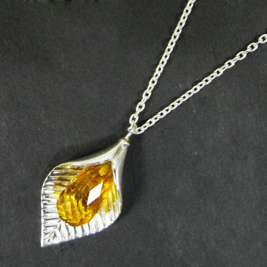 Necklaces Citrine Drops 925 Sterling Silver Designer Long Chain Necklace Jewelry