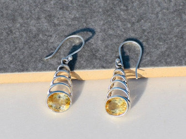 Citrine Earrings Sterling Silver Gemstone Yellow Handmade Wedding Statement - By Tanabanacrafts