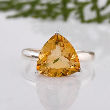 rings Citrine Ring 925 Sterling Silver Trillion Cut Handmade Jewelry,Anniversary Gift,Birthday Gift,Christmas Gift - by InishaCreation