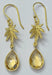 Earrings Citrine Stone with Frosted leaf Part Earring Sterling Silver Gold Plated - by TJ GEMS