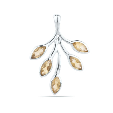 Citrine tree leaf pendant 925 sterling silver - by UniqueSilverZone