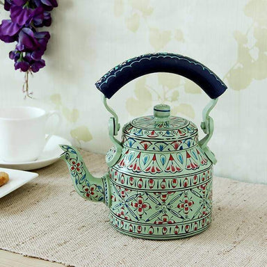 Painted Teapots Classic Green Hand Tea Pot in Aluminium