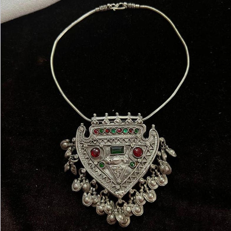 A Classic Traditional Necklace Indian Handmade Necklace Jewelry 925 Solid Silver Antique Silver Active - by Vidita Jewels